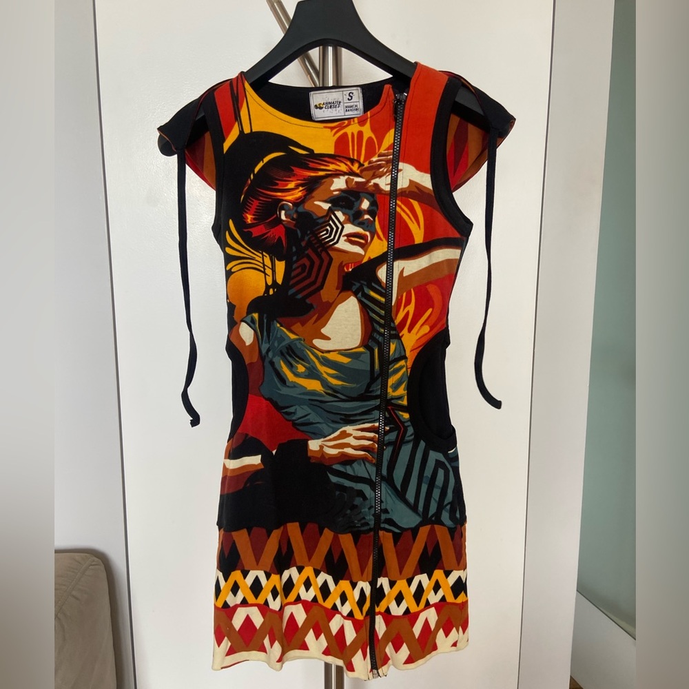 Animated Closet 100% Cotton Graphic Print Mini Dress w/ Hoodie